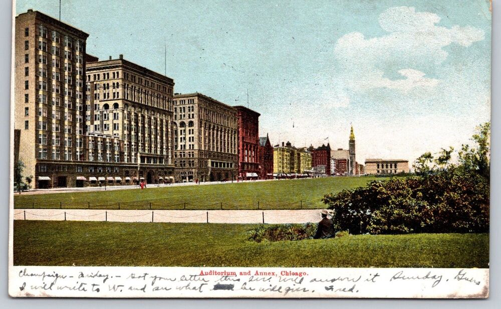 1905 Chicago Auditorium and Annex Postcard Undivided Back H.C. Leighton Co Vtg